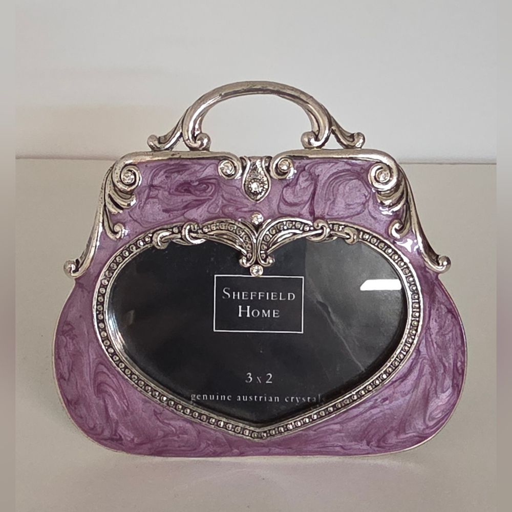 Sheffield Home Purse-Shaped Enamel & Crystal Photo Frame
